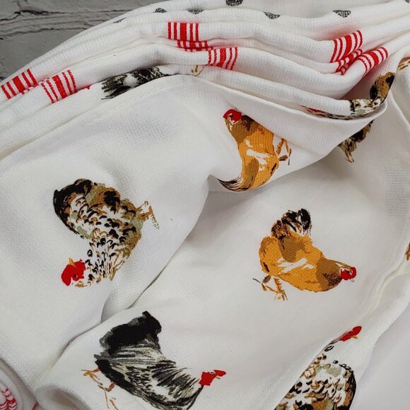 MARTHA STEWART 'ROOSTER COLLECTION' 3-PIECE COTTON KITCHEN TOWELS SET - Picture 7 of 16